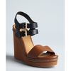 Chloé Brown and Black Leather Groove Wedges in Brown - Lyst