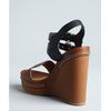 Chloé Brown and Black Leather Groove Wedges in Brown - Lyst