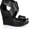 Diane Von Furstenberg Leather and Wooden Wedge Sandals in Black - Lyst