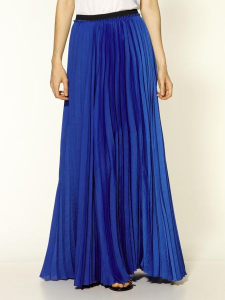 Enza Costa Pleated Maxi Skirt In Blue Sapphire Lyst 