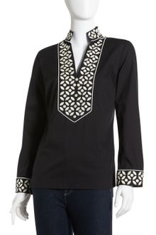 Go Silk Embroidered Tunic Black - Lyst