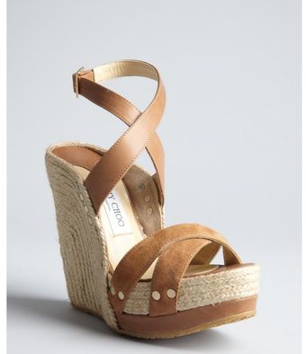  Beige Leather Perry Espadrille Wedges 