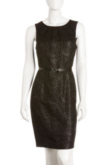 Michael by Michael Kors Pleatneck Embossed Sheath Dress - Lyst
