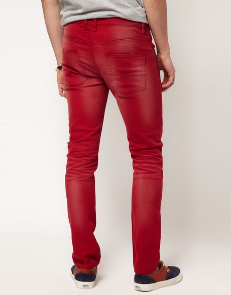 Asos Skinny Jeans in Red for Men | Lyst