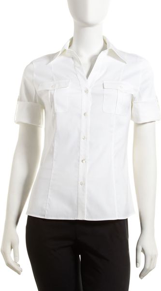 Lafayette 148 New York Delaney Chest Pocket Blouse - Lyst