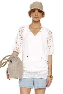 Michael by Michael Kors Eyelet Peasant Blouse - Lyst