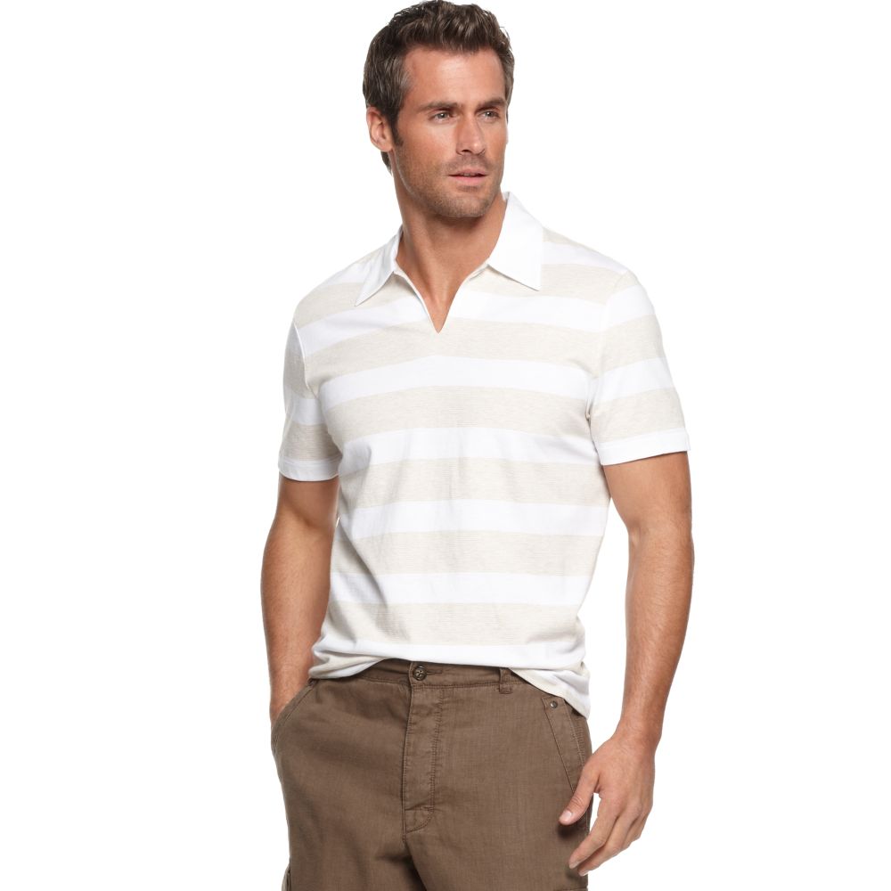 Perry Ellis Short Sleeve Ombre Stripe Polo Shirt in White for Men (bright white) | Lyst