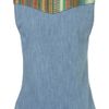 Topshop Sleeveless Tapestry Denim Shirt in Blue (mid stone) - Lyst