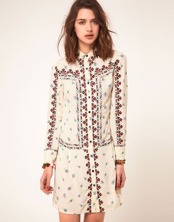 ASOS Collection Asos Floral Embroidered Shirt Dress - Lyst