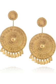 Aurelie Bidermann Pachacamac 18karat Goldplated Medallion Clip Earrings - Lyst