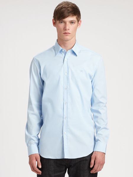 Burberry Brit Woven Dress Shirt in Blue for Men - Lyst