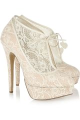 Charlotte Olympia Minerva Lace And Satin Ankle Boots