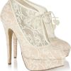 Charlotte Olympia Minerva Lace And Satin Ankle Boots in Beige (ivory) - Lyst
