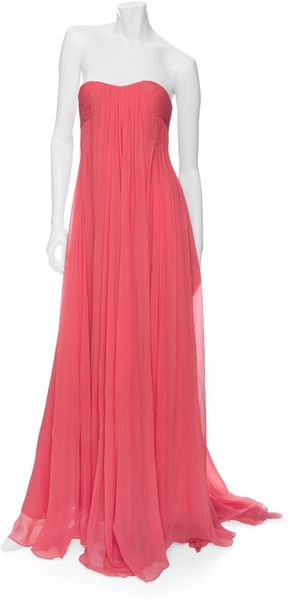 Halston Heritage Crinkle Chiffon Strapless Gown - Lyst