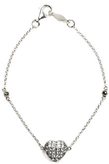 Judith Jack Sterling Silver Marcasite and Crystal Heart Charm Bracelet - Lyst