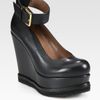 Marni Leather Ankle Strap Platform Wedges in Black - Lyst