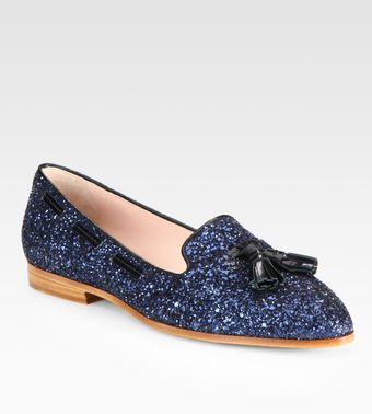  Glitter Metallic Leather Loafers 
