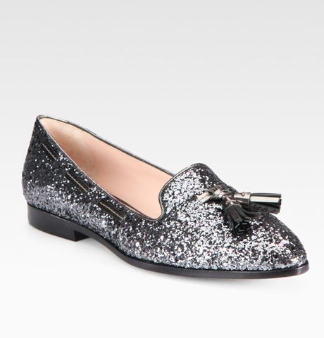 miu miu glitter loafers