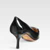 Prada Leather Point Toe Logo Pumps in Black - Lyst