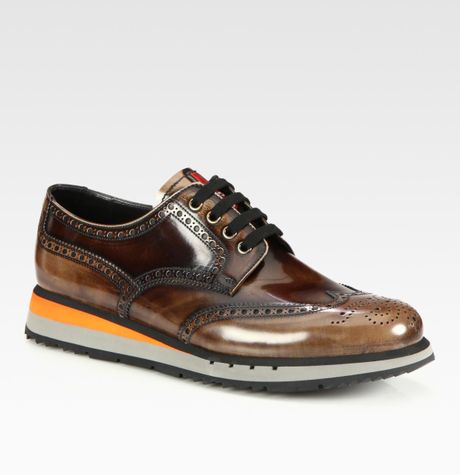 wingtip prada sneakers platform brown