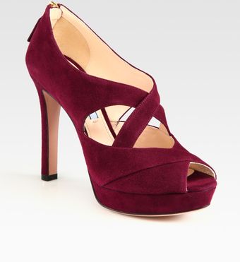 Prada Suede Criss Cross Platform Booties - Lyst