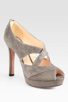 Prada Suede Criss Cross Platform Booties - Lyst