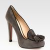 Prada Suede Tassel Platform Pumps in Gray (grey) - Lyst