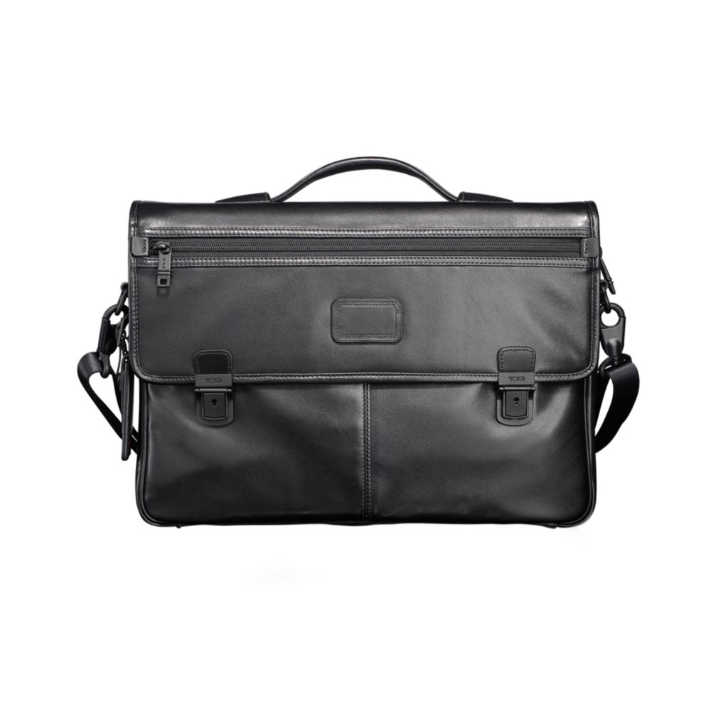 tumi leather brief