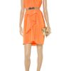 Bcbgmaxazria Belted Silkcharmeuse Dress in Orange - Lyst