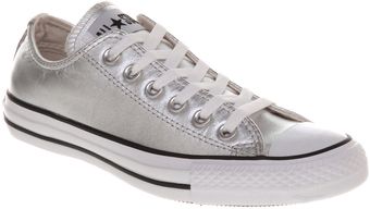 Converse All Star Leather Ox Low Silver Metallic - Lyst