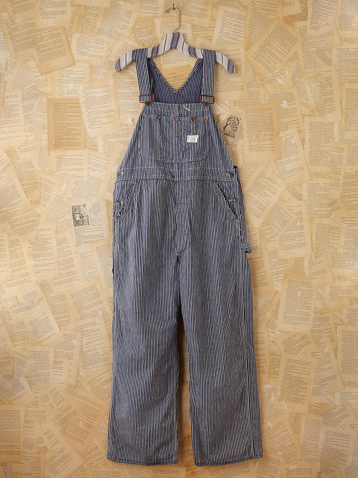 Free People Vintage Pinstripe Overalls in Blue (denim) Lyst