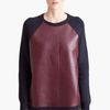 Marni Leather Front Sweater in Gray (charcoal/ berry) - Lyst