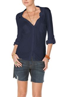 Michael Stars Luxe Slub Fitted Button Down Top - Lyst