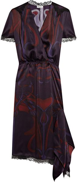  Floral Print Silk Satin Dress 