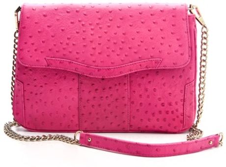 Rebecca Minkoff Ostrich Embossed Beau Clutch in Pink - Lyst
