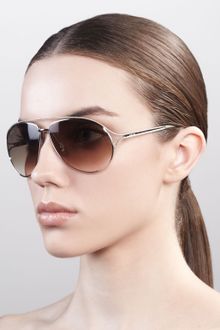 Gucci Metal Aviator Sunglasses Palladium - Lyst
