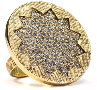 House Of Harlow 14kt Plated Sunbrust Pave Ring - Lyst