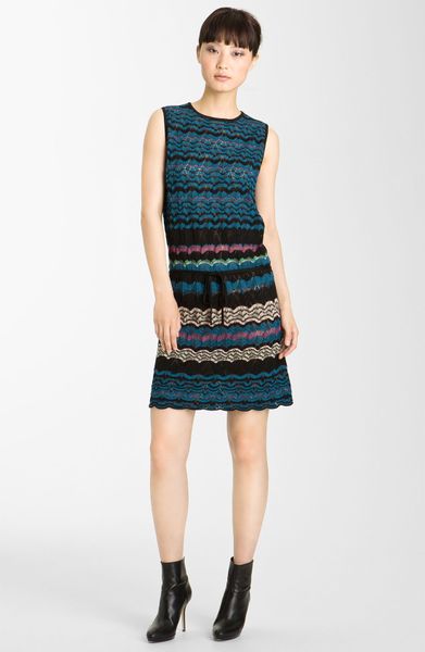 Missoni Lace Wave Knit Tank Dress in Blue (peacock) - Lyst