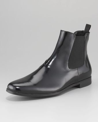 Prada Spazzolato Ankle Boot with Goring - Lyst