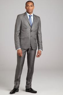 Prada  Wool Blend Two Button Suit with Flat Front Pants - Lyst