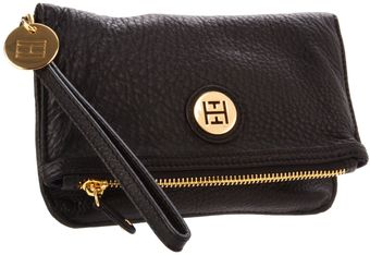  Tommy Hilfiger Fold Over Pebble Leather Wristlet Pouch Travel Kit 