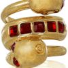 Alexander Mcqueen Swarovski Crystal Doubleskull Ring in Gold - Lyst