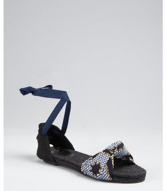  Indigo African Print Maya 2 Jute Sandals 