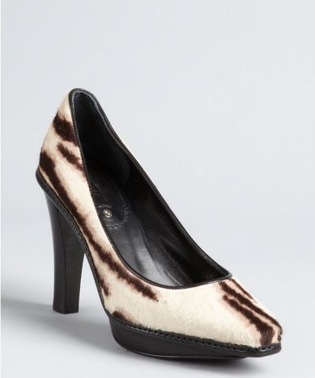 Celine Tiger Striped Calf Hair Platform Pumps in Animal (tiger) - Lyst