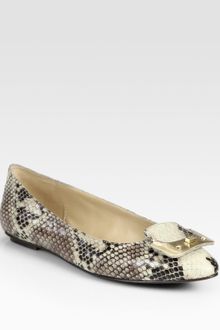 Diane Von Furstenberg Madison Snakeprint Leather Ballet Flats - Lyst
