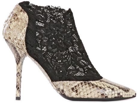 Dolce & Gabbana 110mm Python Lace Pointy Low Boots in Black (beige) - Lyst