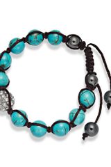 Eci Semi-Precious Turquoise and Pave Fireball Cord Bracelet