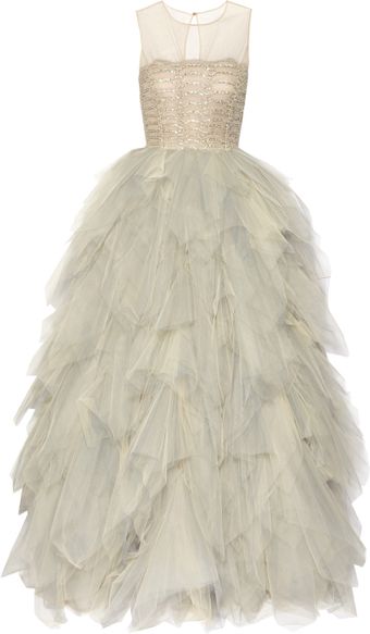 Oscar de la Renta Embroidered Tulle Gown - Lyst