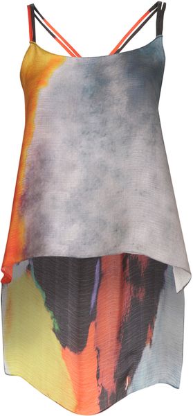 Topshop Premium Silk Smoke Print Cami - Lyst
