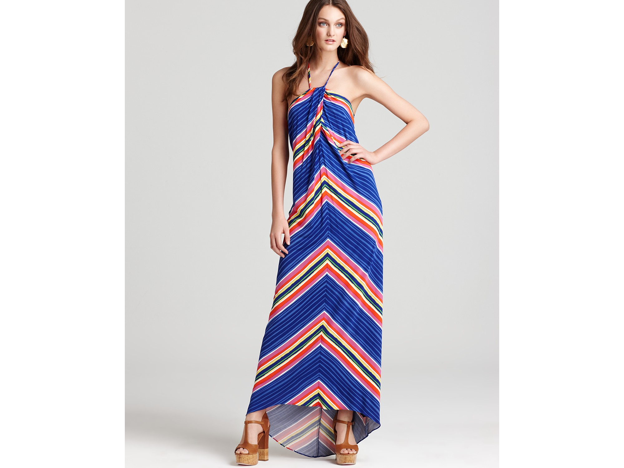 Trina Turk Halter Maxi Dress Estella Stripe in Blue (azul multi) Lyst